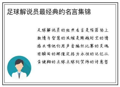 足球解说员最经典的名言集锦
